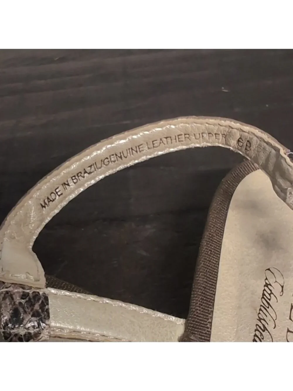 Talbots Snakeskin Leather T-Strap Wedge Sandals 6B Brazil Slingback Celtic